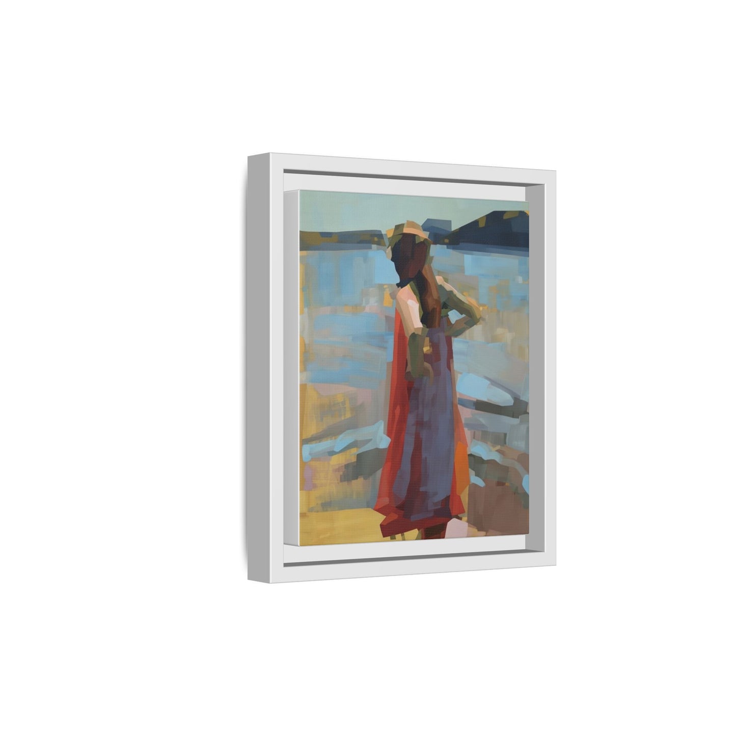 Framed Matte Canvas Print — Coastal Woman Abstract Art