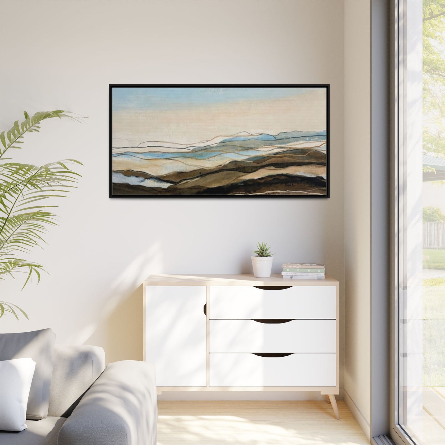 Framed Matte Canvas Print — Abstract Coastal Landscape Wall Art