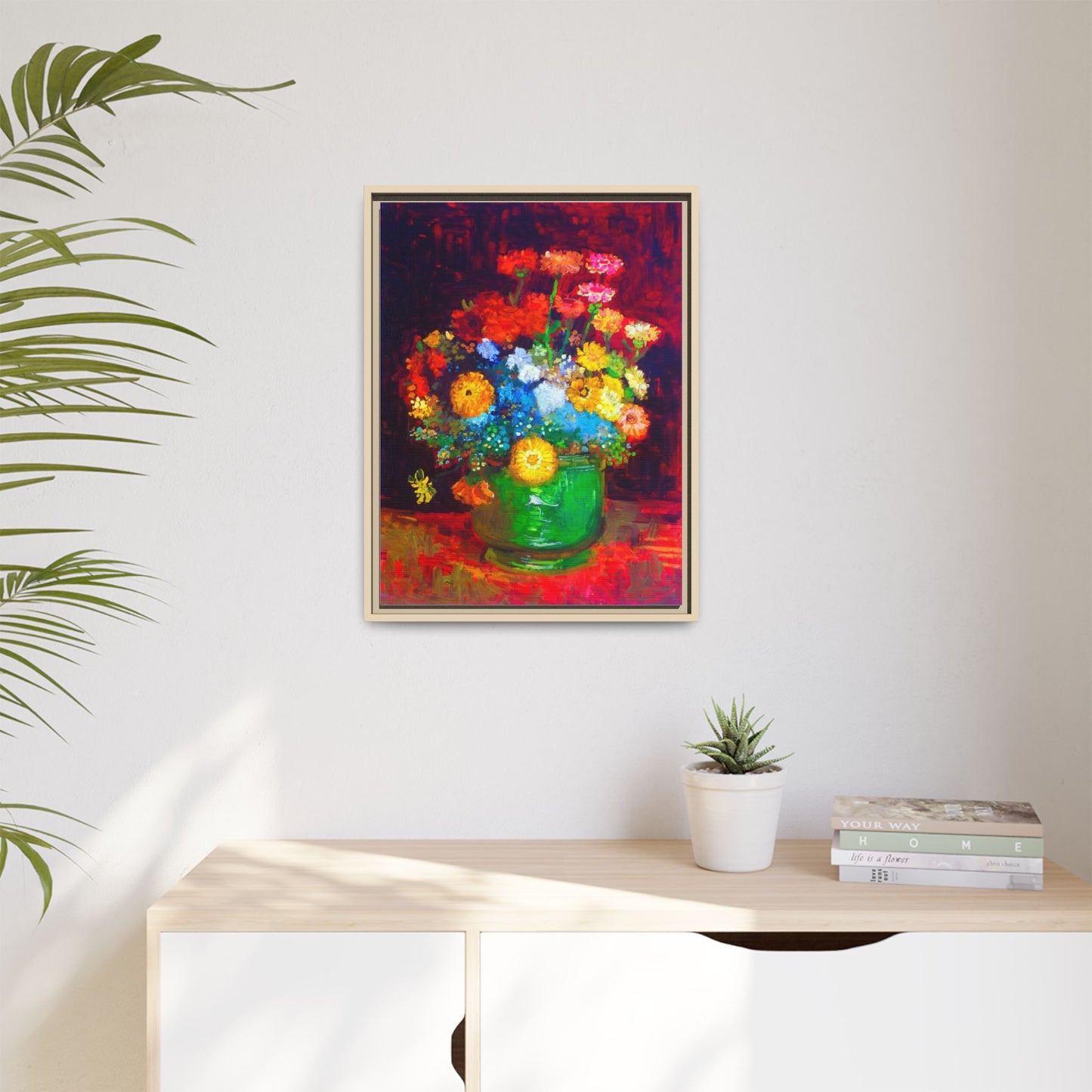 Framed Floral Canvas Print — Colorful Bouquet Wall Art