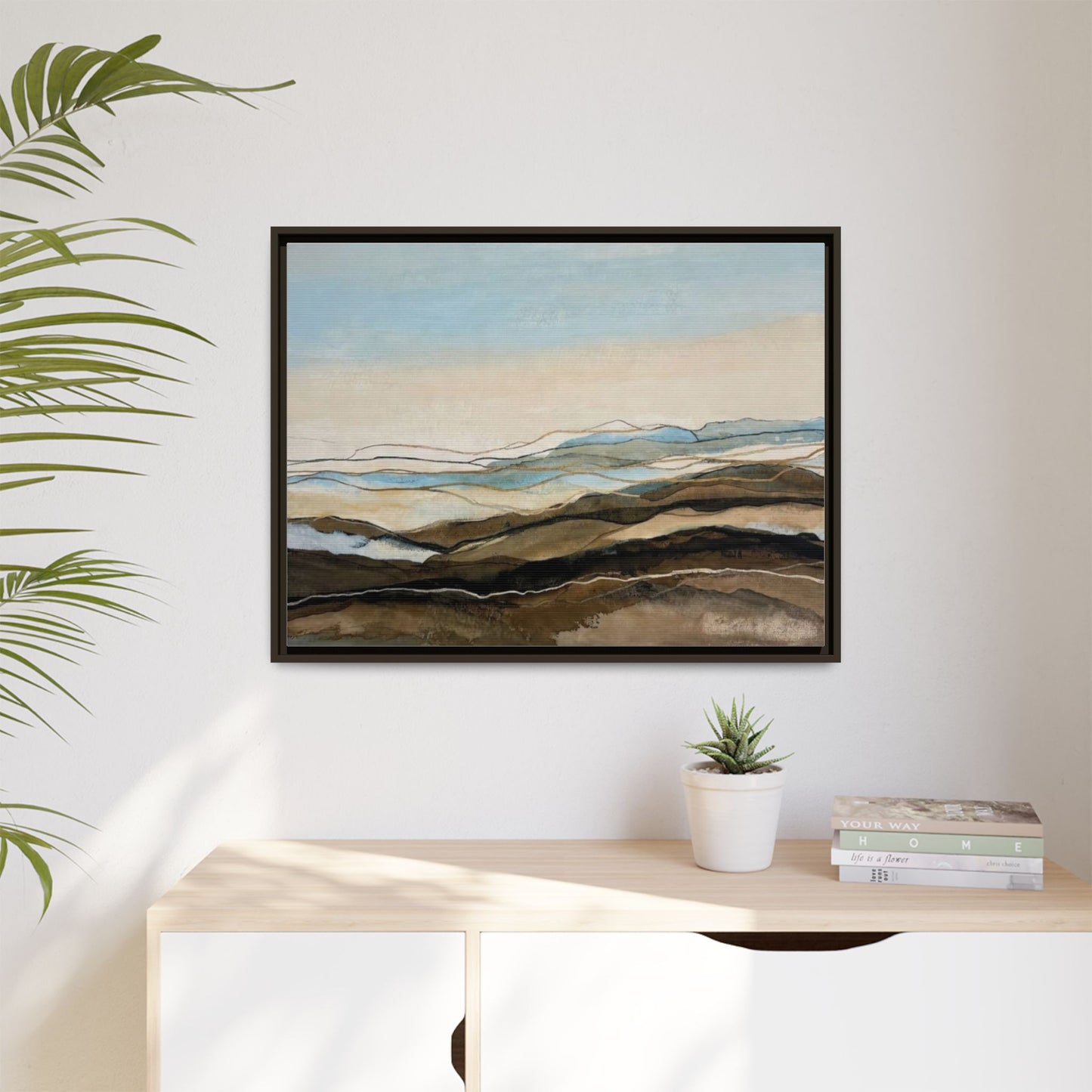 Framed Matte Canvas Print — Abstract Coastal Landscape Wall Art