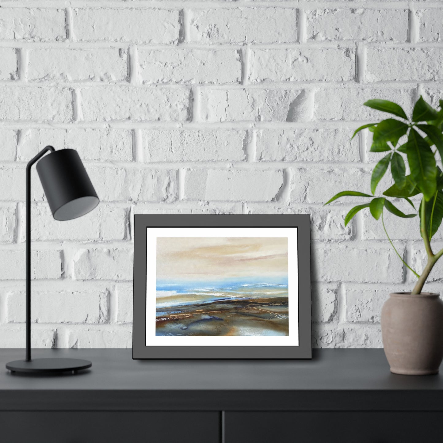 Framed Paper Poster — Abstract Coastal Watercolor Landscape Print