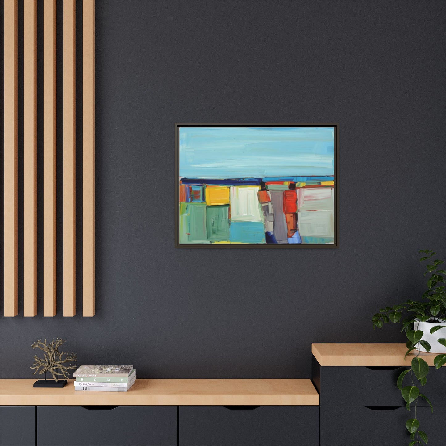Abstract Coastal Blocks Matte Canvas Print (Framed)