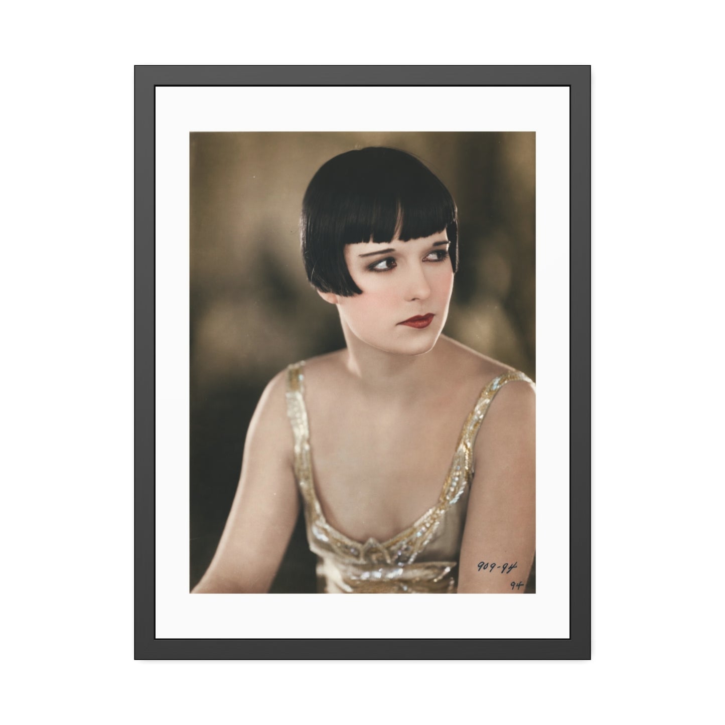 Vintage 1920s Louise Brooks Portrait Framed Poster — Art Deco Wall Print