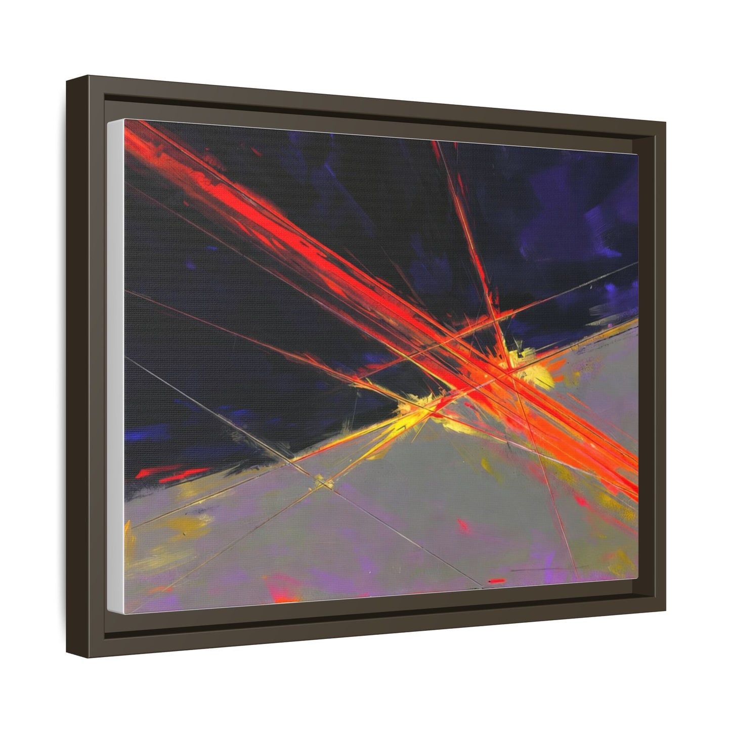 Abstract Red Streaks Framed Matte Canvas Art — Modern Multi‑Color Wall Decor