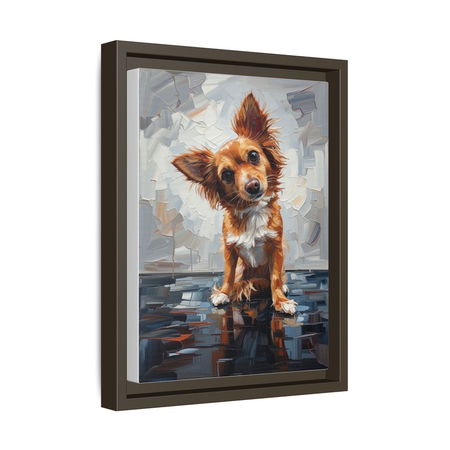 Framed Matte Canvas Print — Playful Brown Dog Portrait