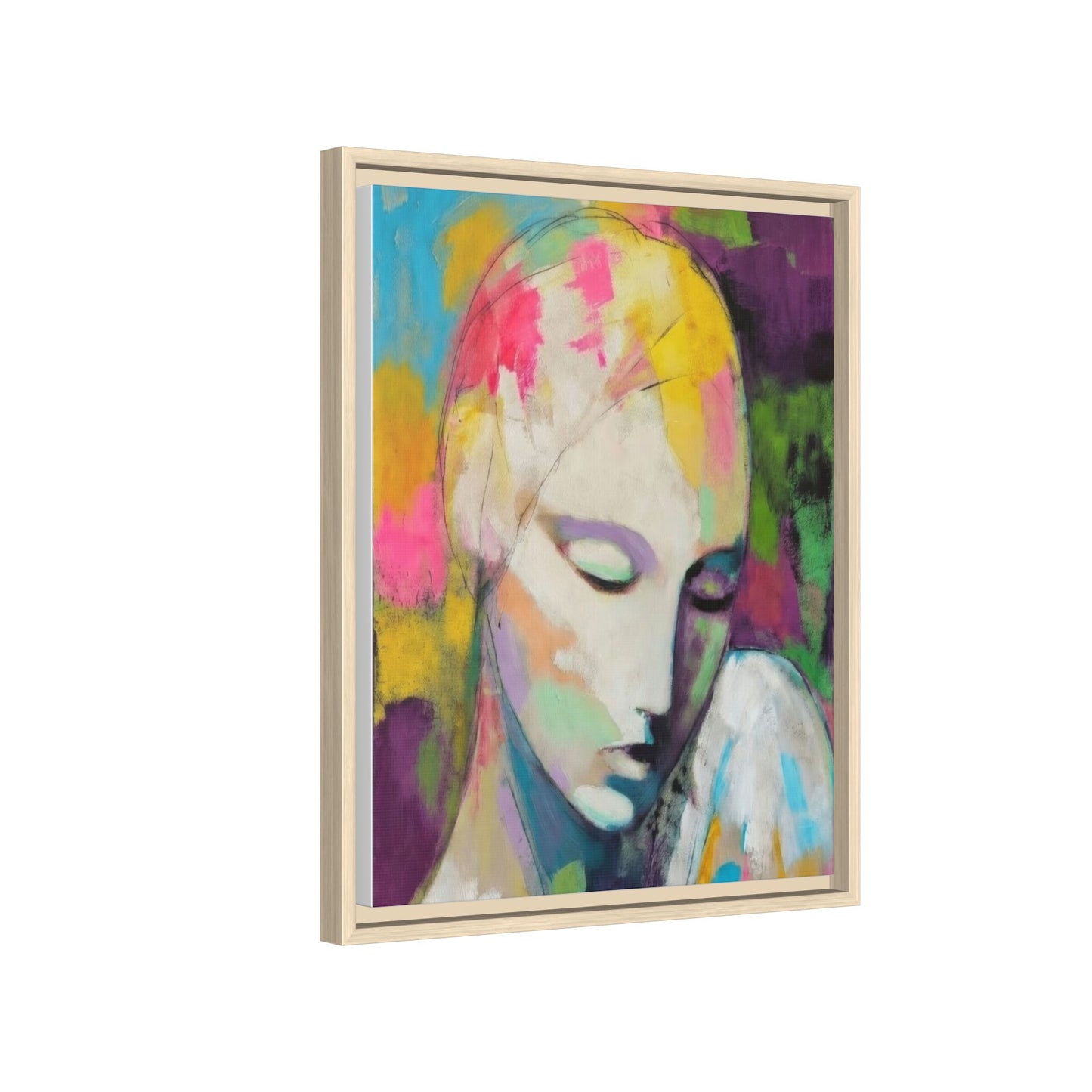 Framed Matte Canvas Art - Colorful Abstract Portrait