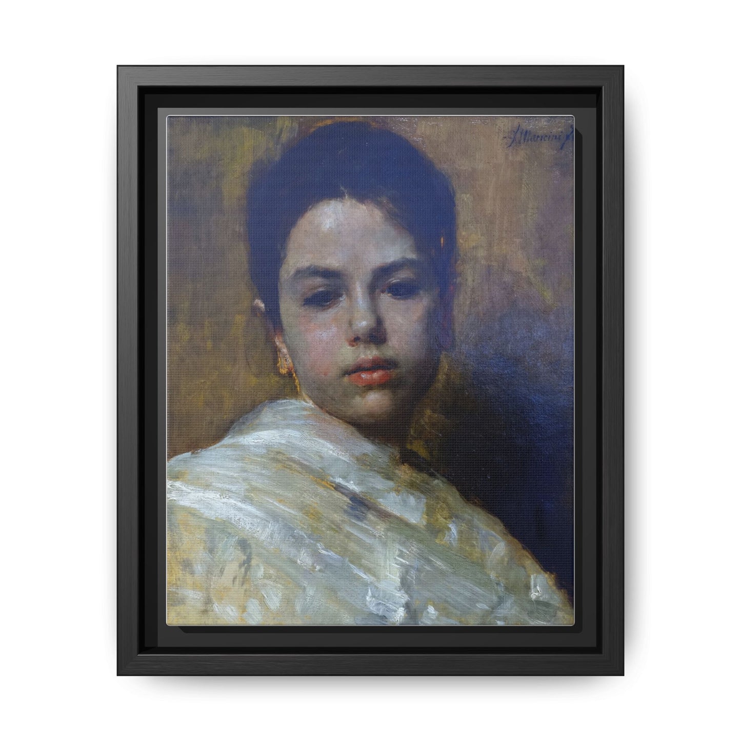 Carminella by Antonio Mancini Framed Matte Canvas Art Print