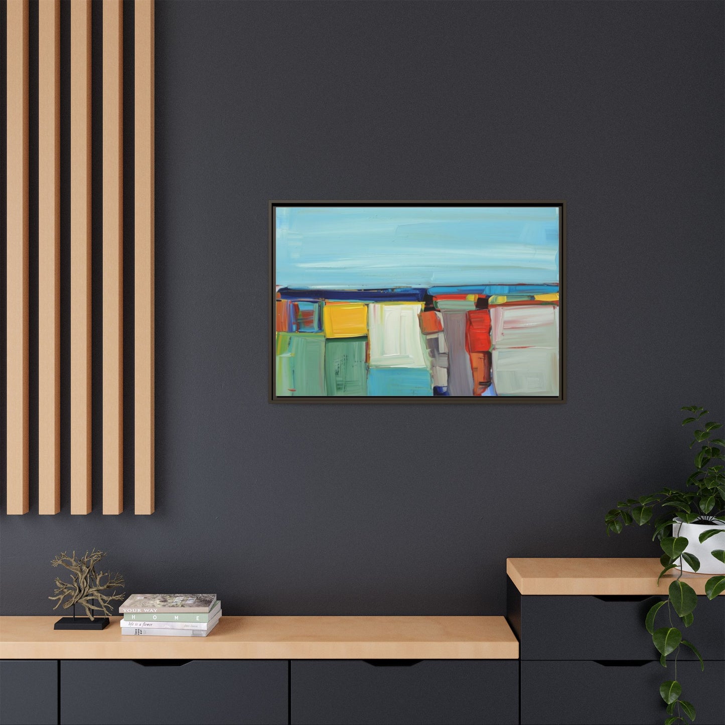 Abstract Coastal Blocks Matte Canvas Print (Framed)