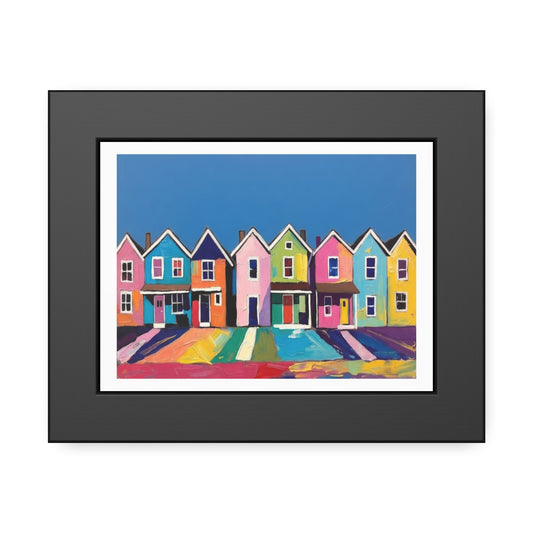 Framed Poster Colorful Row of Houses Wall Art