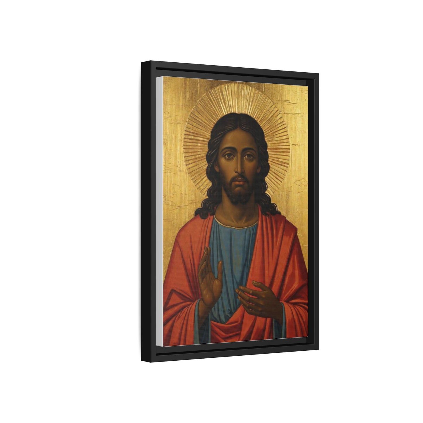 Framed Orthodox Christ Icon Matte Canvas — Religious Wall Art for Home, Church, or Prayer Corner