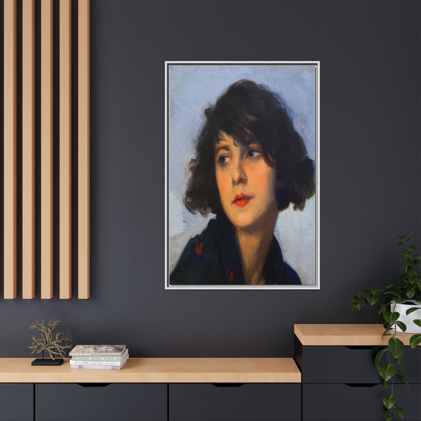 Mulher do chale verde (cropped) by Cyprien Eugene Boulet Framed Matte Canvas Print