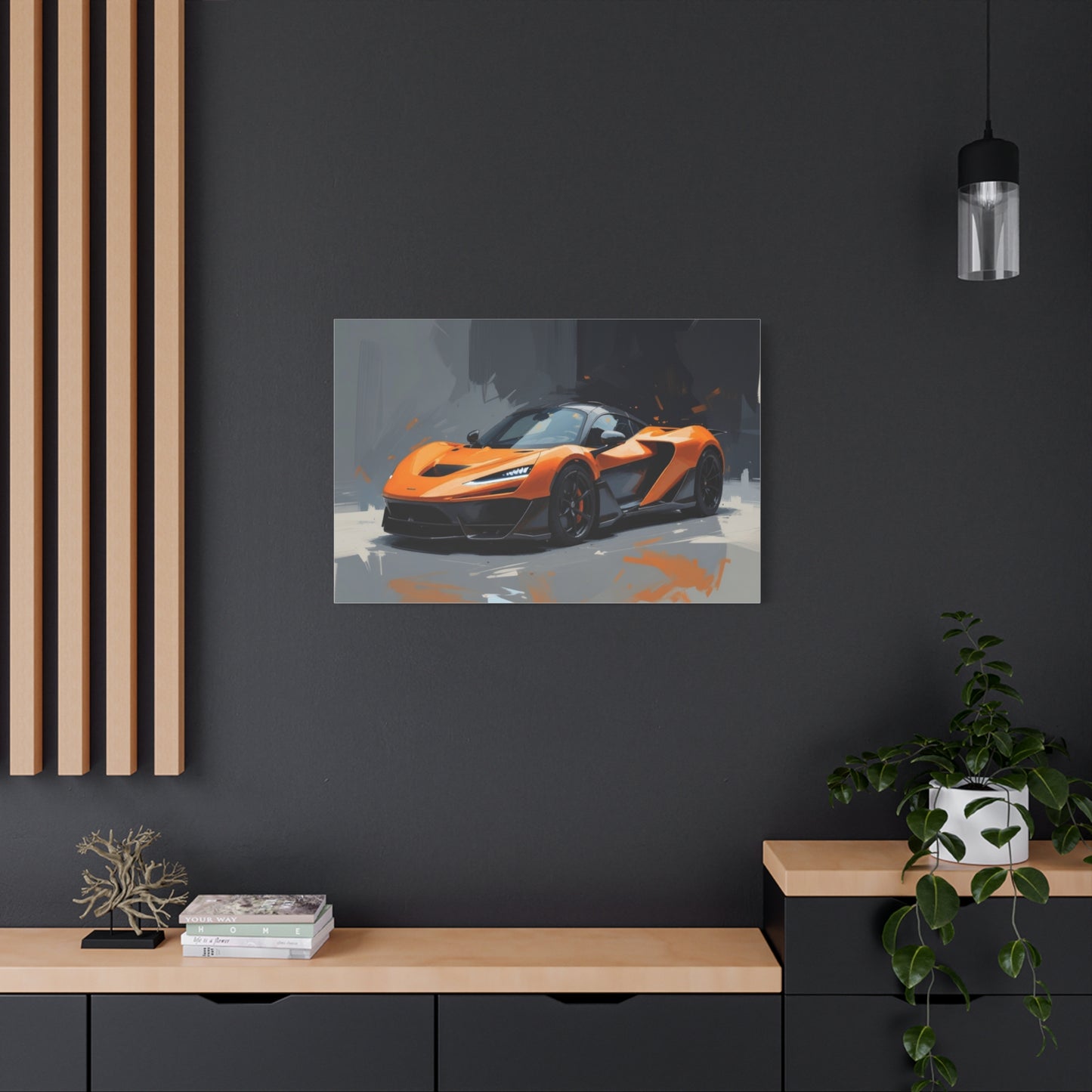 Orange Supercar Matte Canvas Wall Art – Stretched 1.25" Sports Car Print