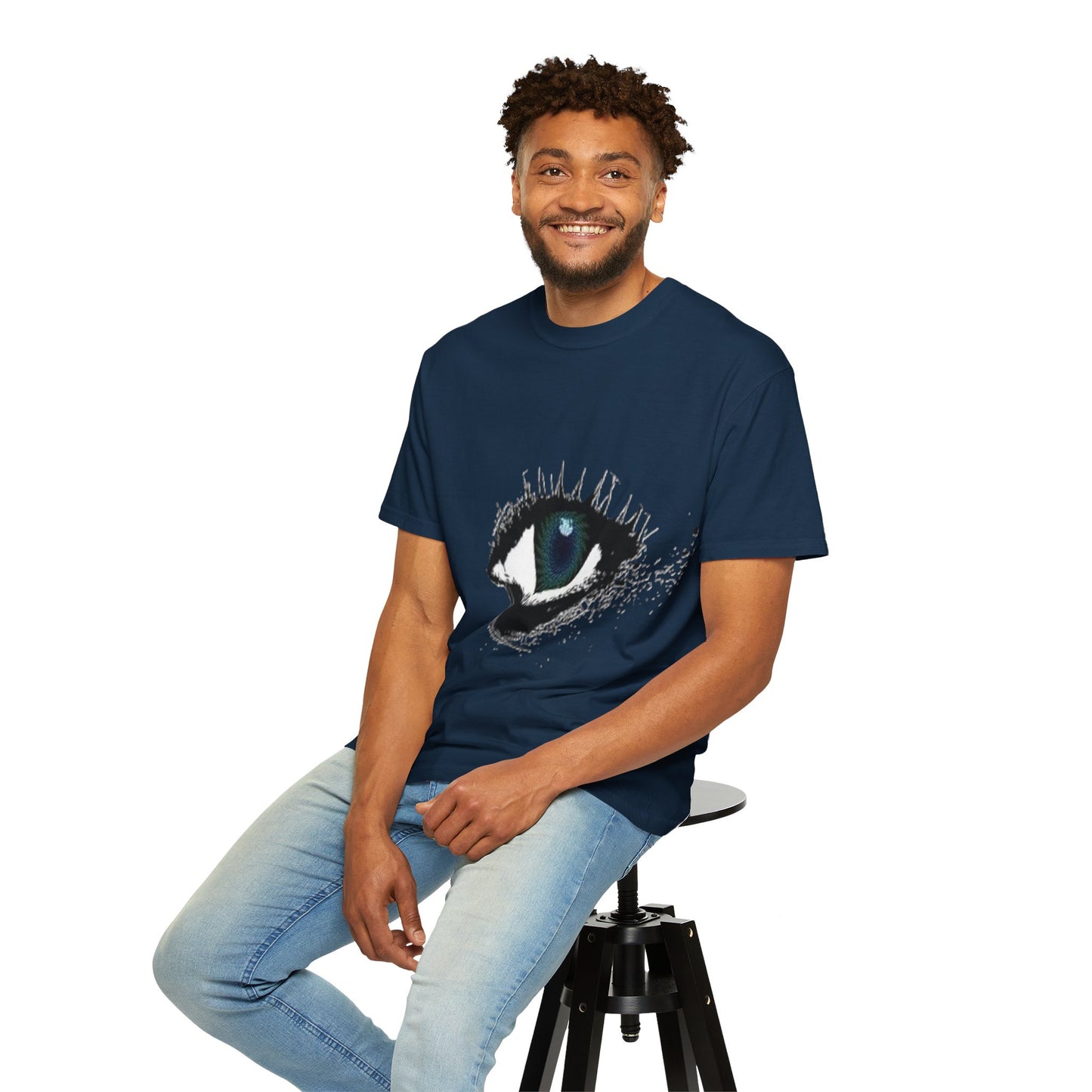 Eye Graphic T-Shirt — Blue Iris Grunge Art Tee