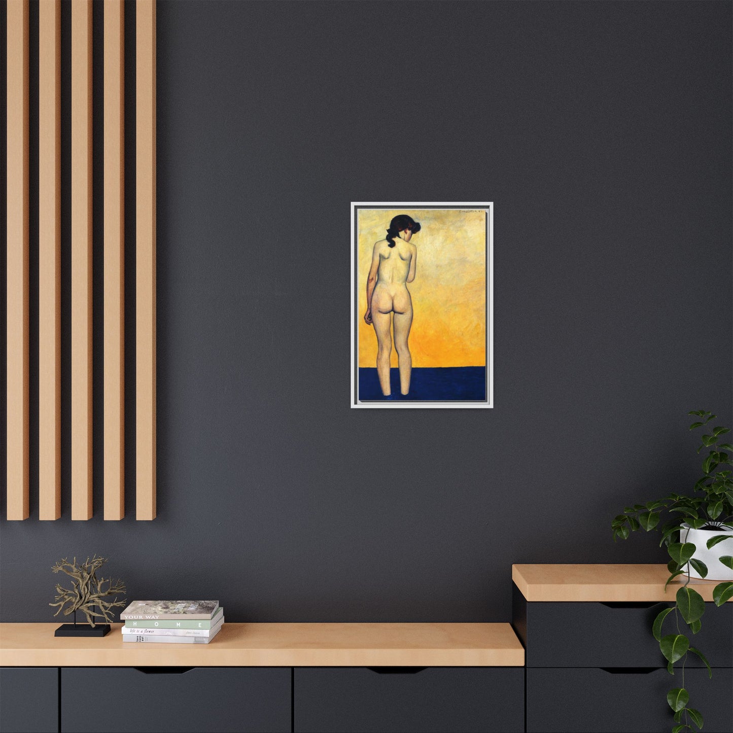Adolescente entrant dans l'eau by Félix Vallotton Framed Matte Canvas Wall Art Print