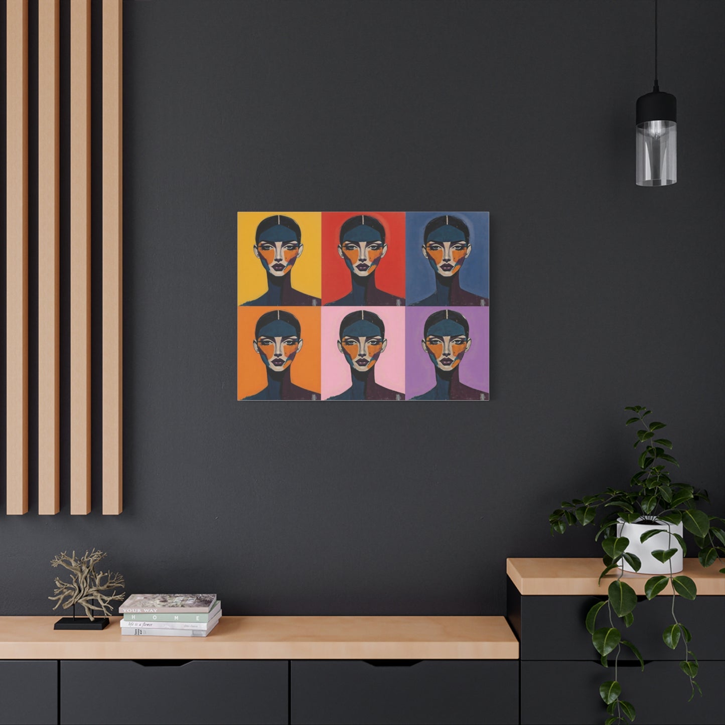 Pop Art Portrait Canvas - Colorful Six-Panel Female Face Wall Art