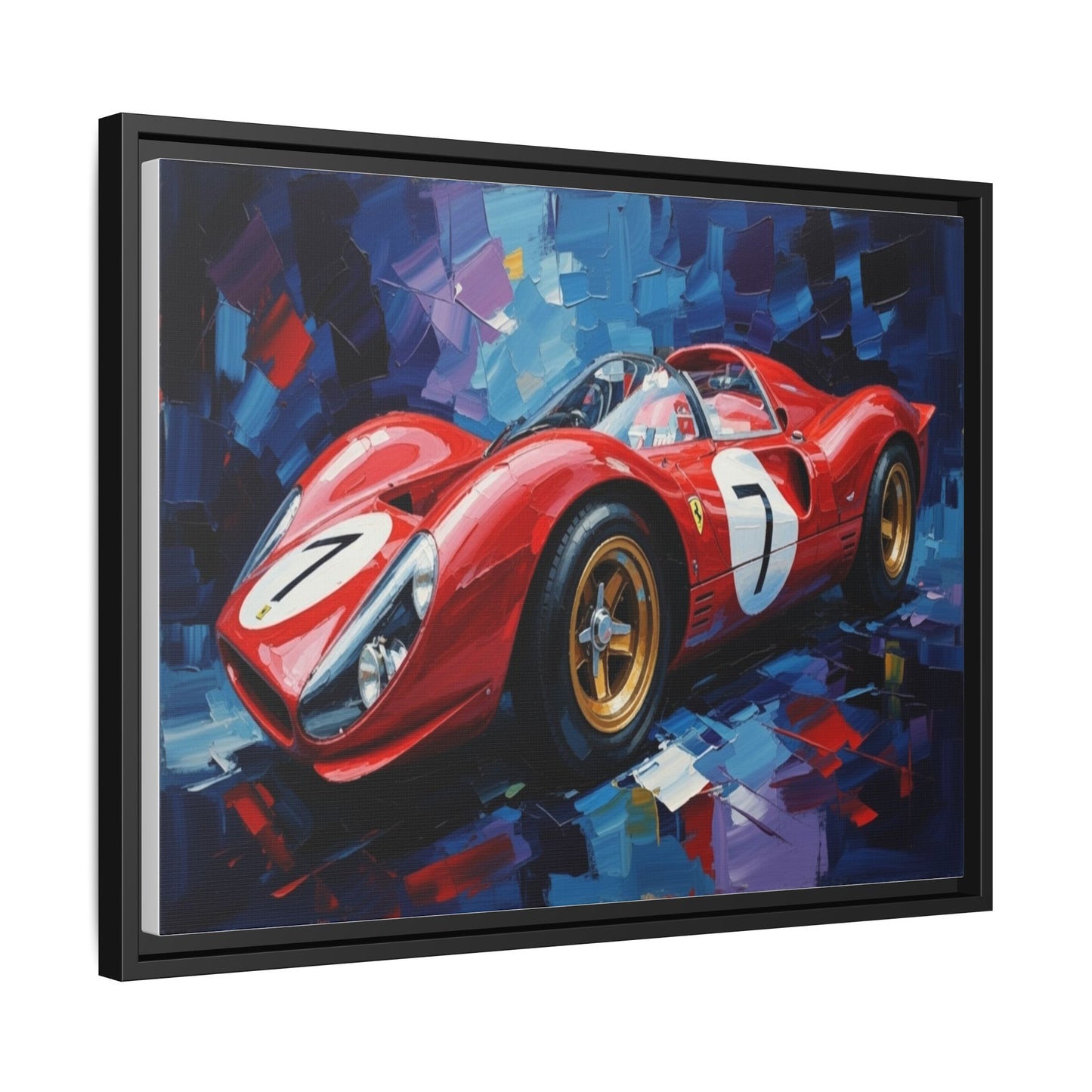 Vintage Ferrari Red Racecar Matte Canvas Framed Wall Art