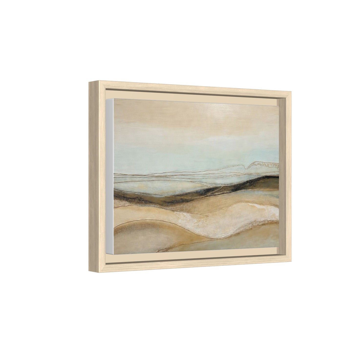 Framed Matte Canvas Wall Art — Neutral Abstract Landscape in Soft Blues & Earth Tones