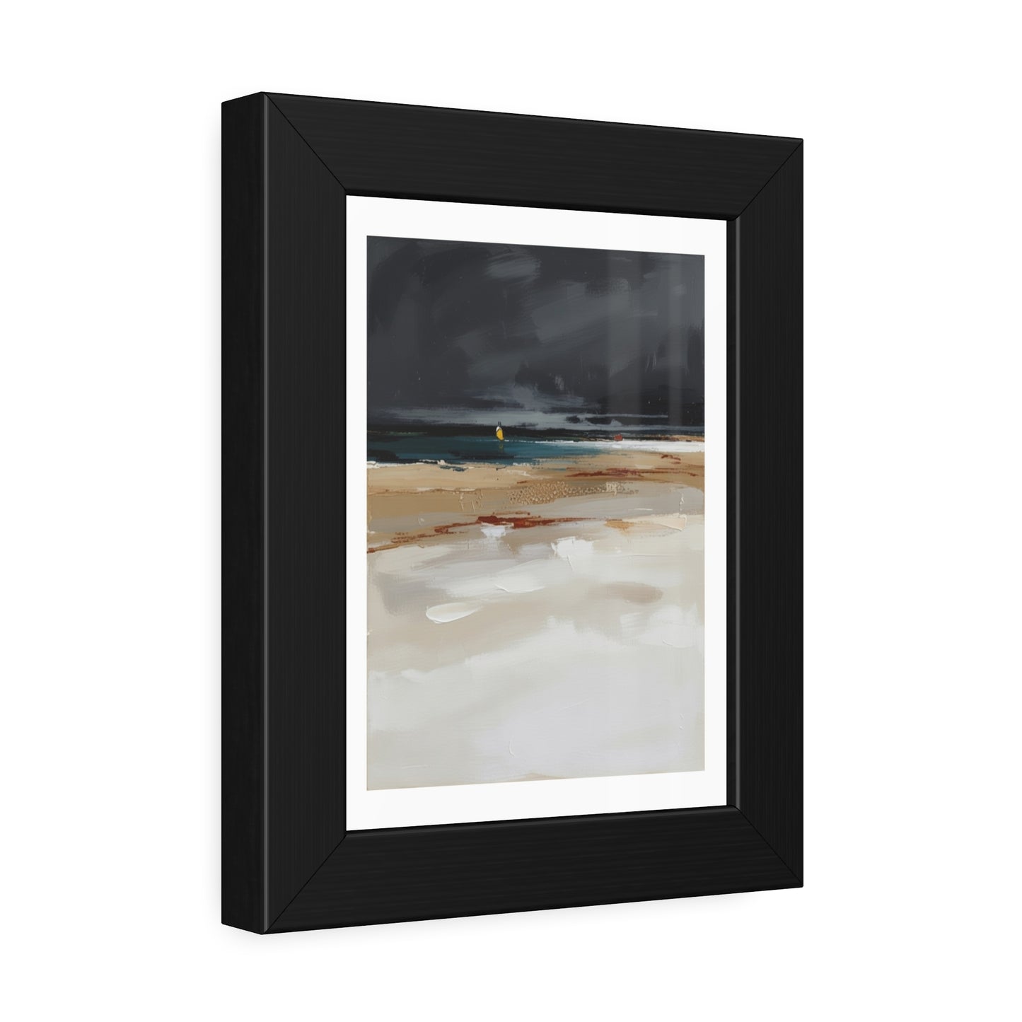 Framed Coastal Beach Print — Moody Seascape Poster in Black Frame