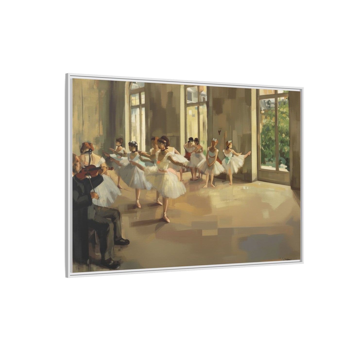 Framed Matte Canvas Print — Ballet Class Scene (Impressionist Dancers)