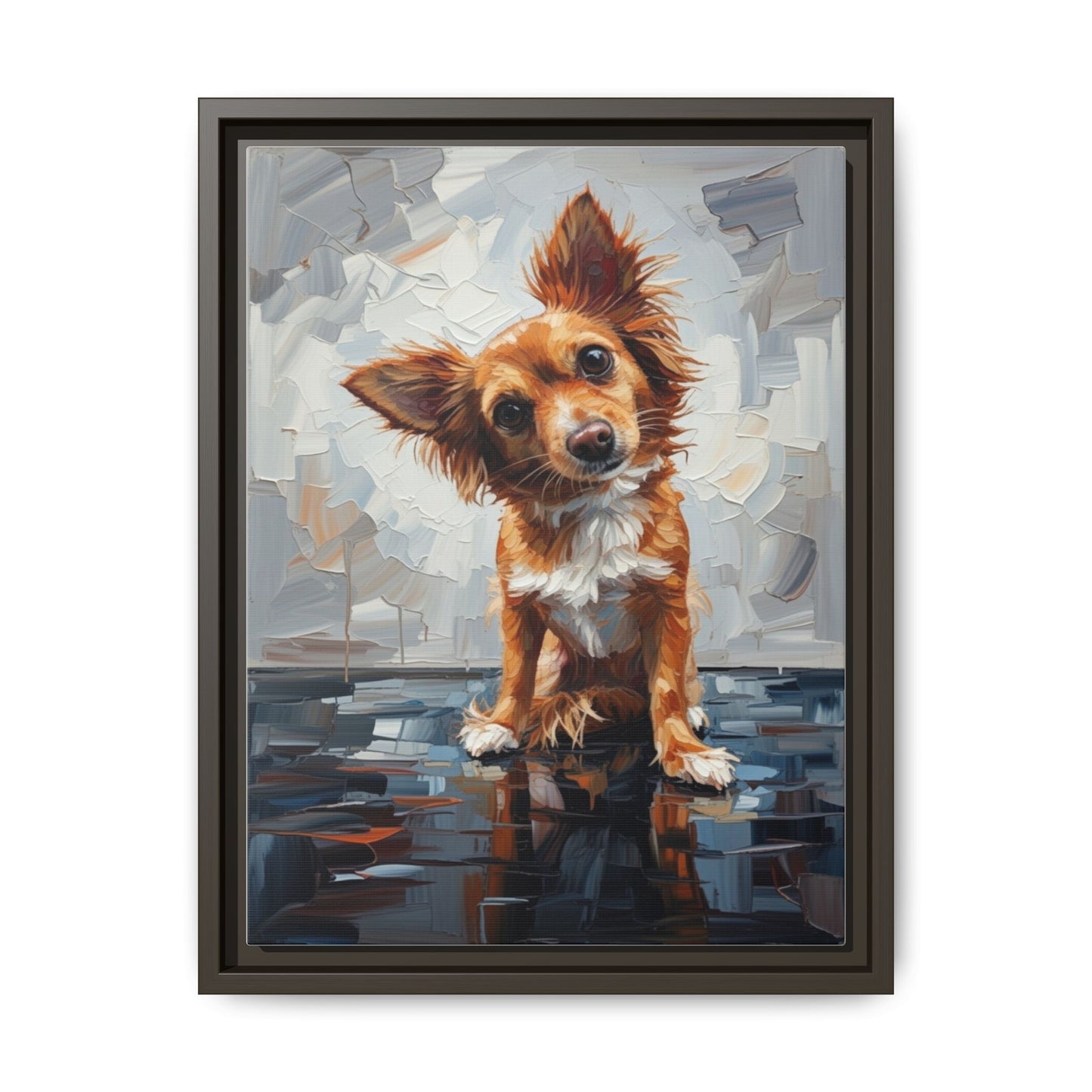Framed Matte Canvas Print — Playful Brown Dog Portrait