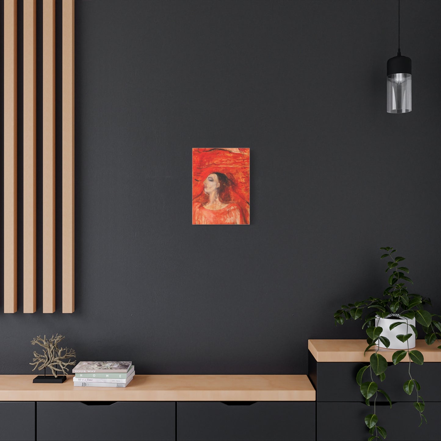 Woman's Head against a Red Background by Edvard Munch Matte Canvas Wall Art