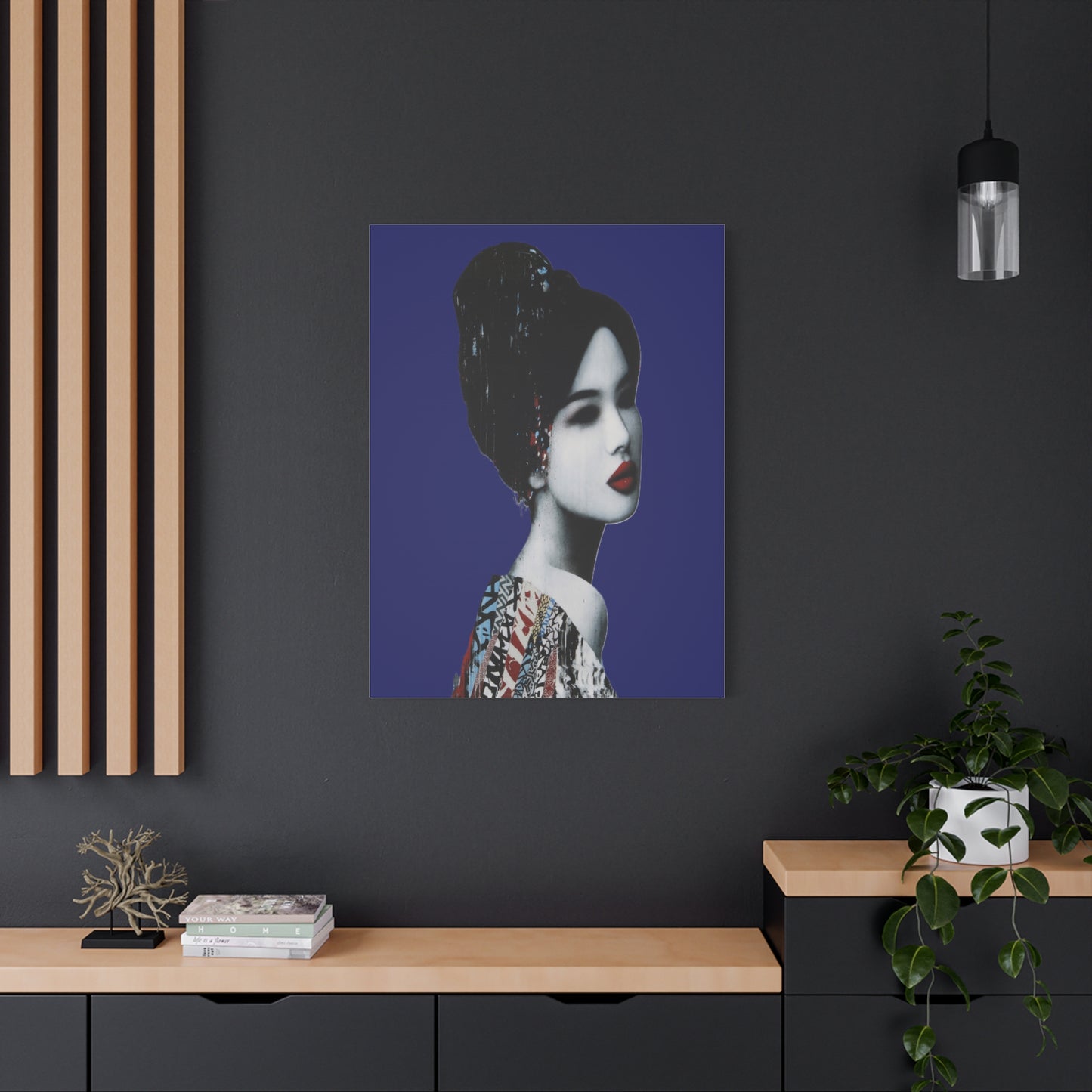 Geisha Portrait Matte Canvas Print — Modern Asian-Inspired Wall Art