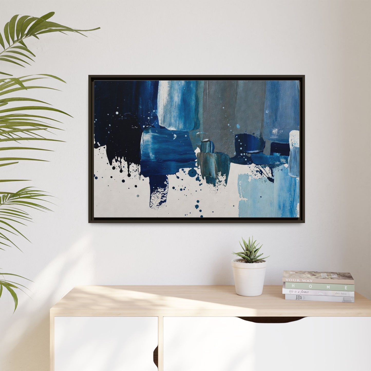 Abstract Blue Ocean Matte Canvas Framed Wall Art