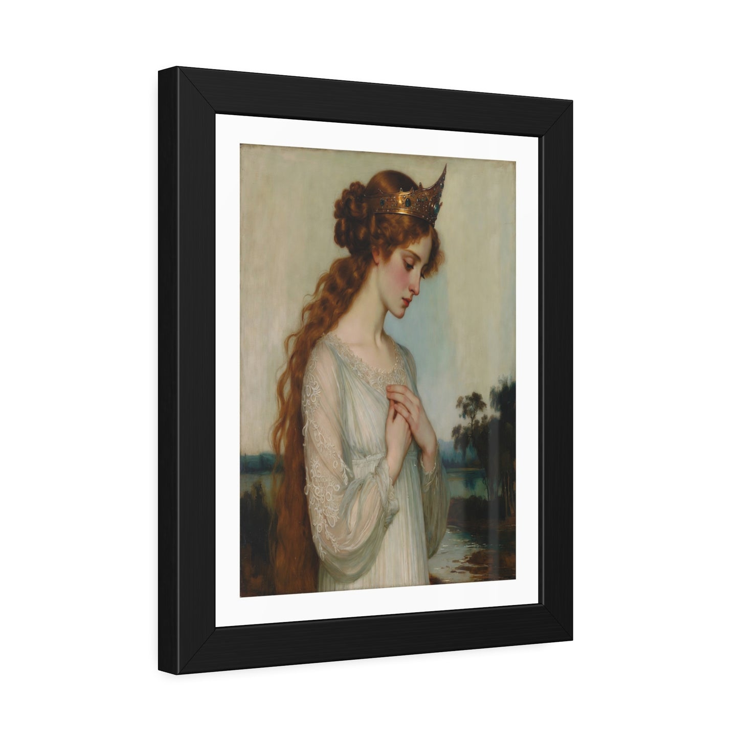 Framed Art Print — Pre-Raphaelite Woman Portrait, Vintage Romantic Wall Art