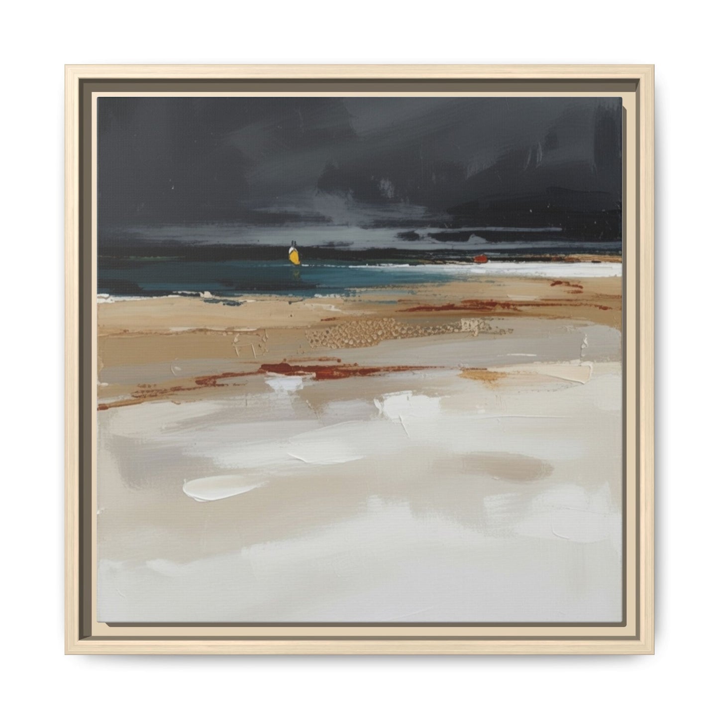 Framed Matte Canvas Beachscape Art Print — Coastal Abstract Wall Decor