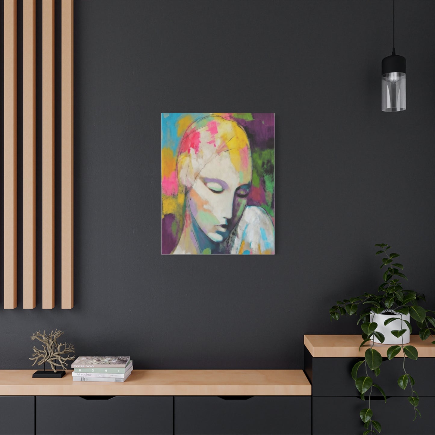 Abstract Angel Portrait Canvas - Colorful Modern Wall Art