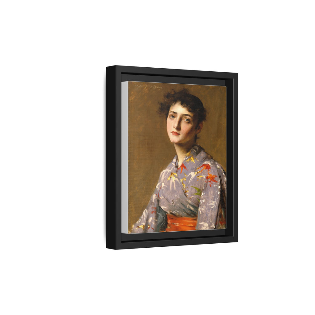 Girl in a Japanese Costume by William Merritt Chase Framed Matte Canvas Wall Art Print