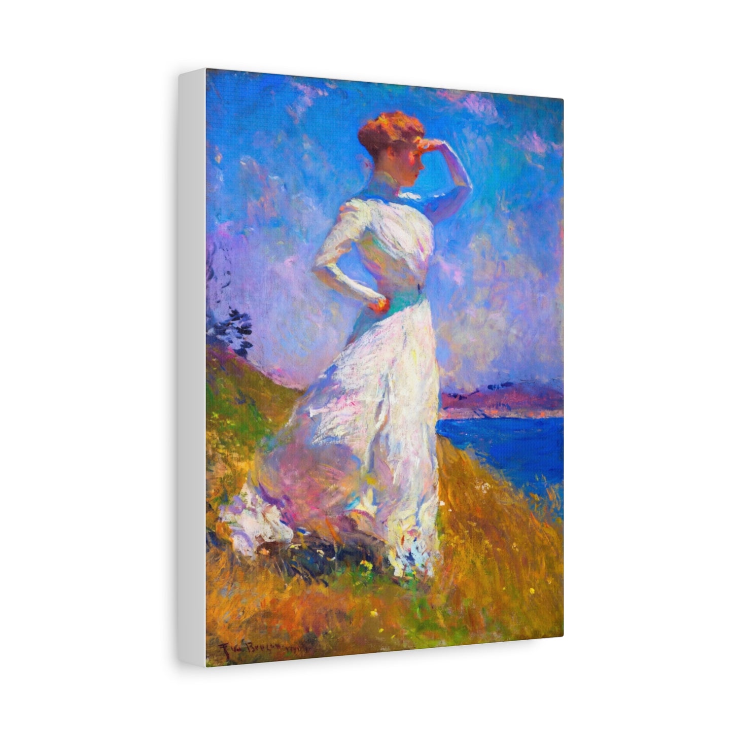 Impressionist Coastal Lady Matte Canvas Print — Stretched 1.25"