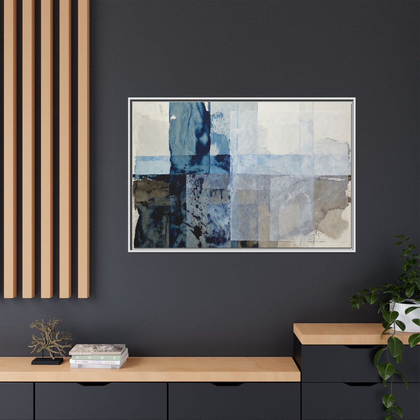 Abstract Coastal Blue Framed Canvas Art