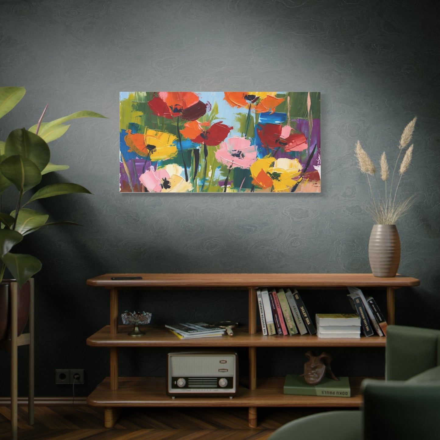 Colorful Abstract Floral Canvas Wall Art — Matte Stretched 1.25"