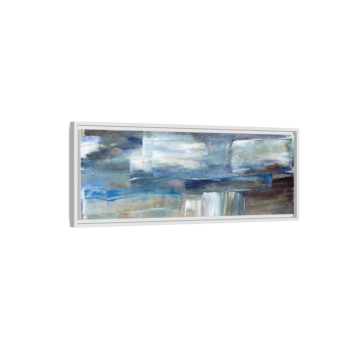 Abstract Blue Coastal Matte Canvas Framed Wall Art