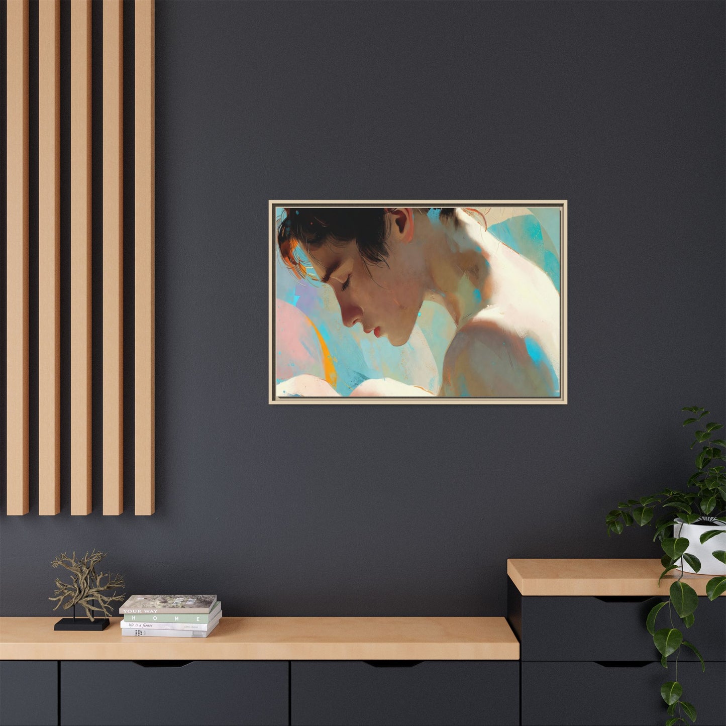 Framed Matte Canvas Print — Dreamy Portrait Art (Multi‑Color)