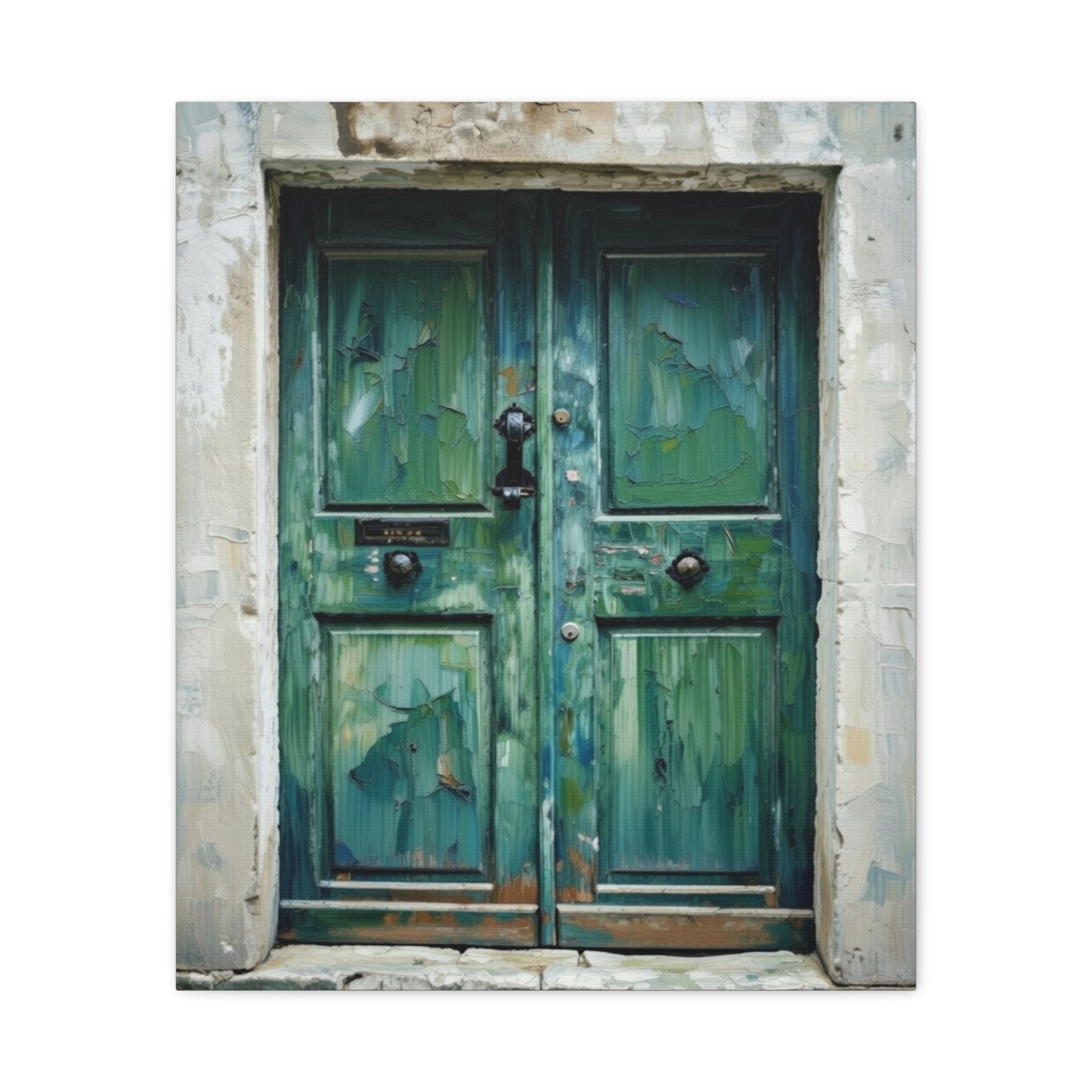 Vintage Green Door Matte Canvas Wall Art — Stretched 1.25"