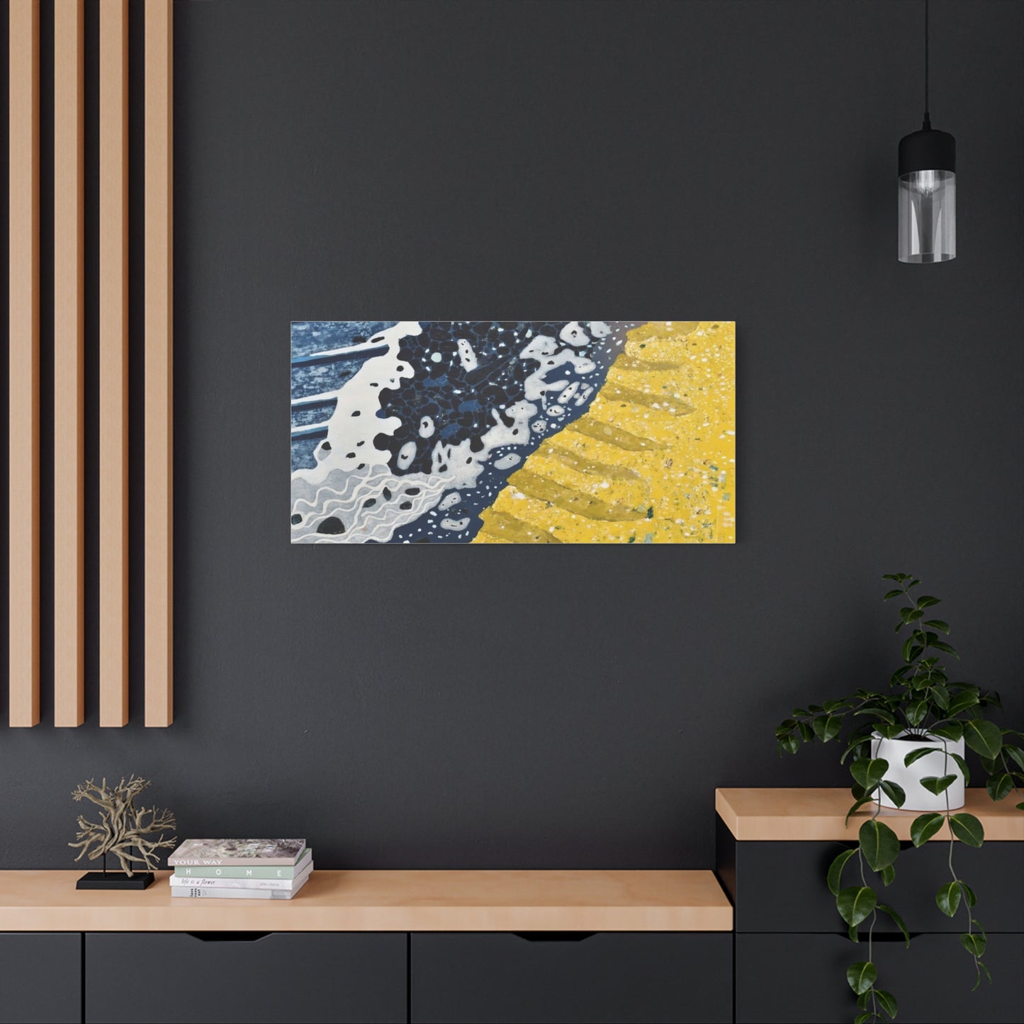Abstract Blue & Yellow Fluid Art Canvas Print — Matte Stretched Wall Art
