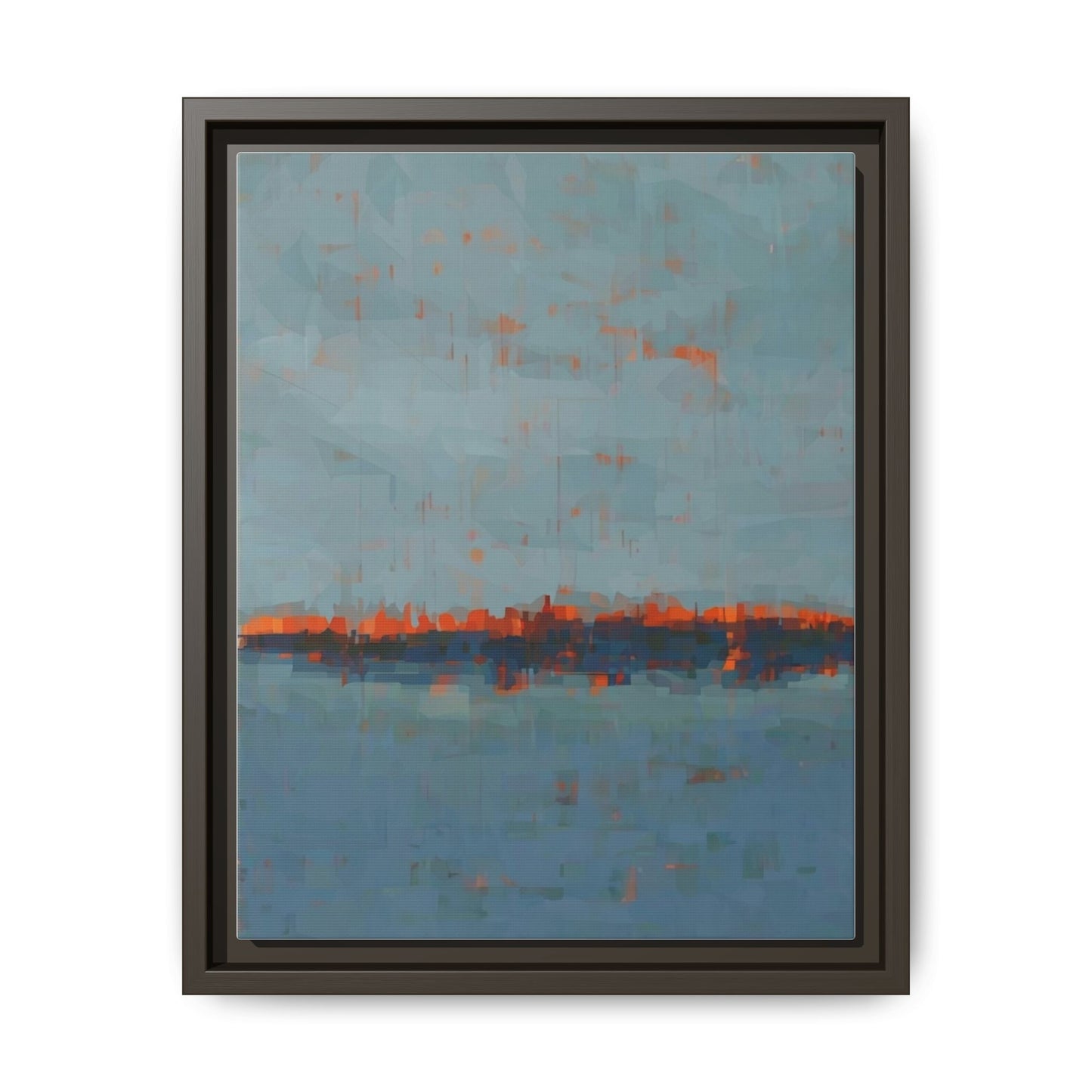 Framed Canvas Art — Teal & Orange Abstract Seascape