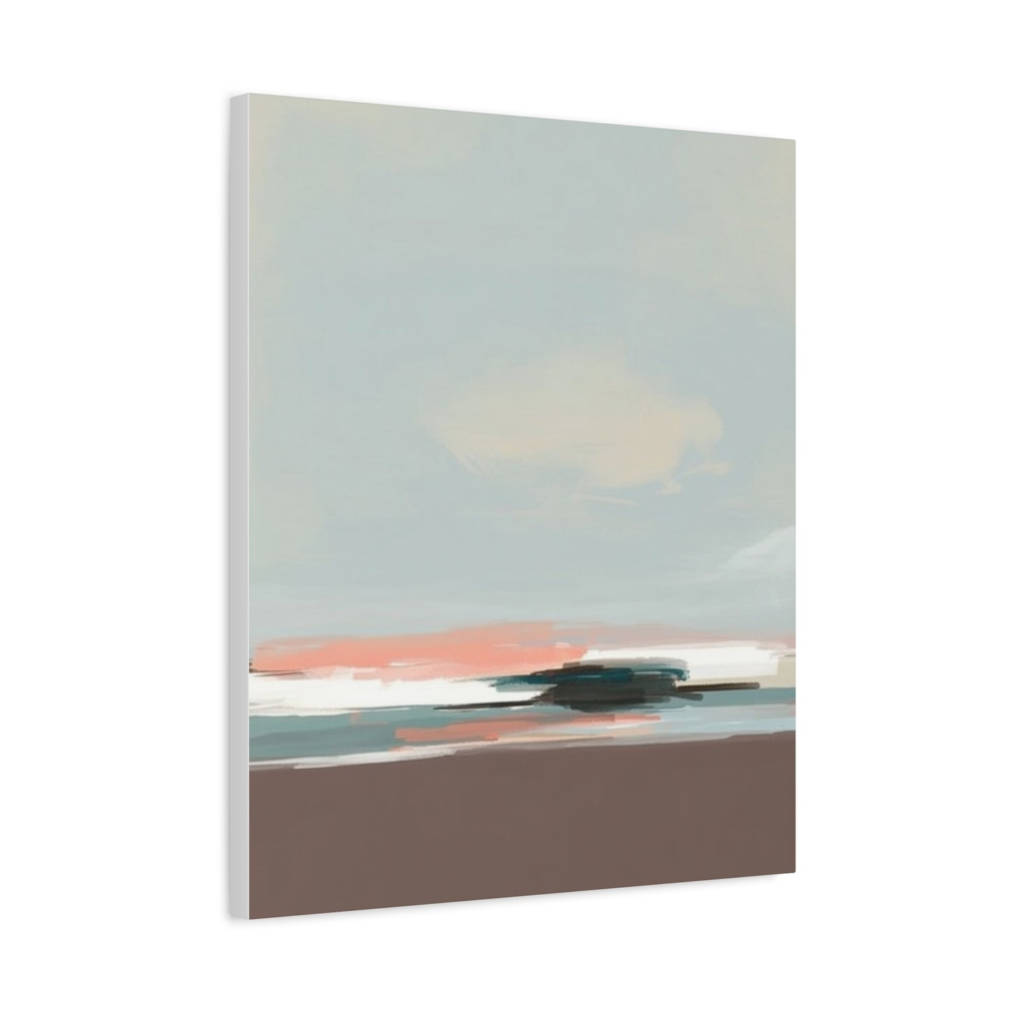 Coastal Abstract Canvas Art – Soft Pastel Seascape Matte Stretched Canvas
