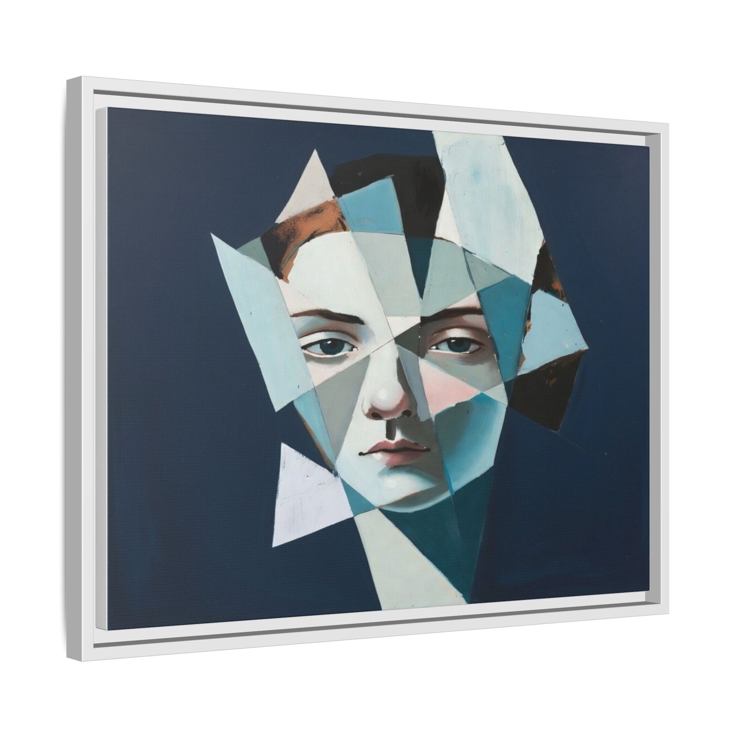 Abstract Fragmented Portrait Matte Canvas (Framed)