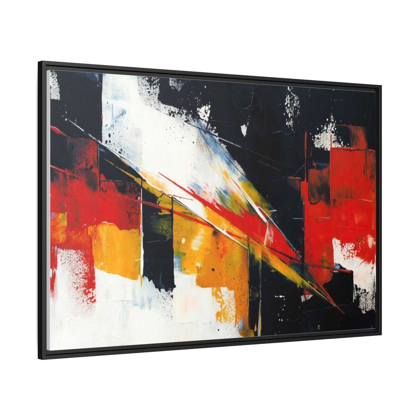 Abstract Red & Black Framed Canvas Print — Modern Geometric Wall Art