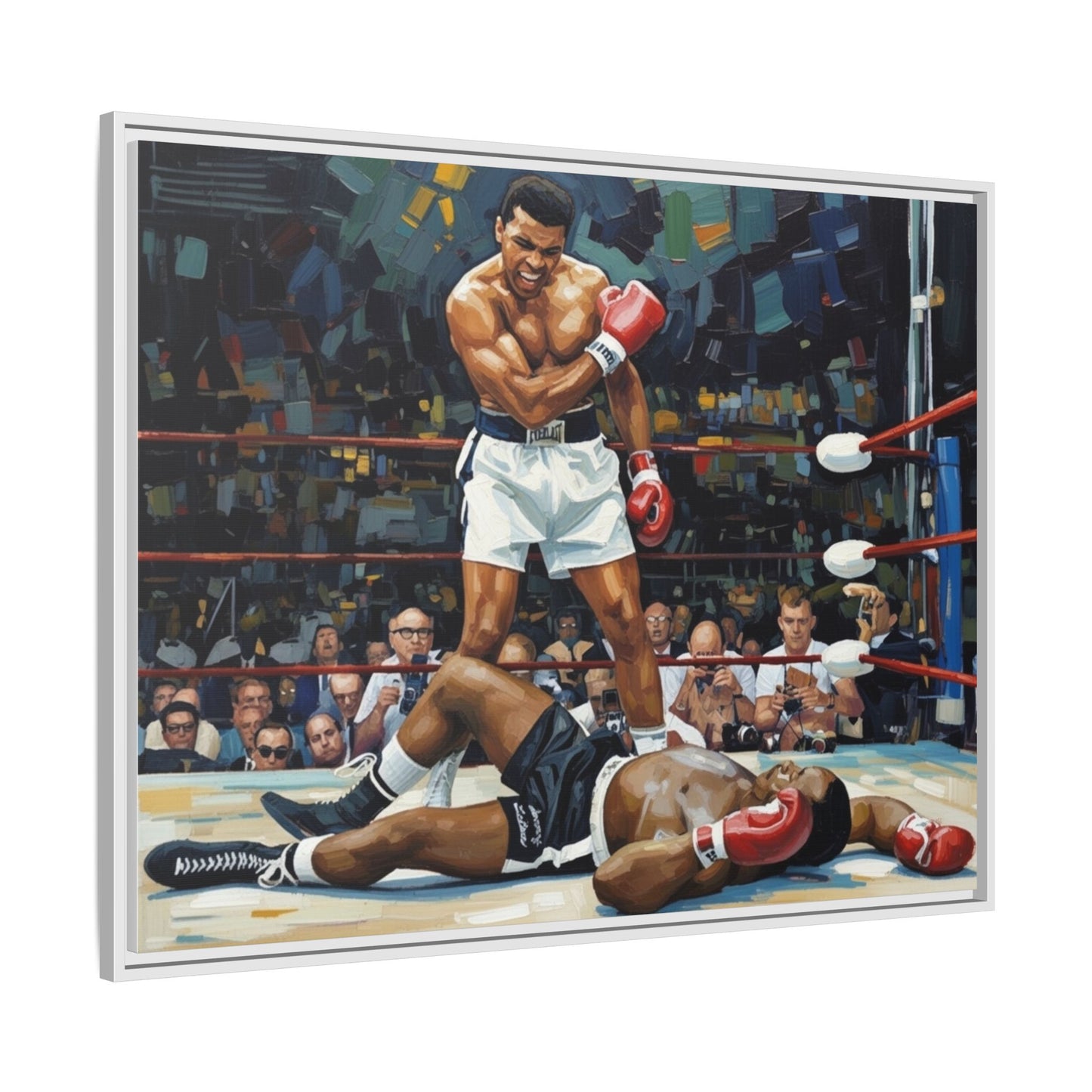 Framed Boxing Ring Canvas Print — Muhammad Ali Iconic Knockout Sport Art