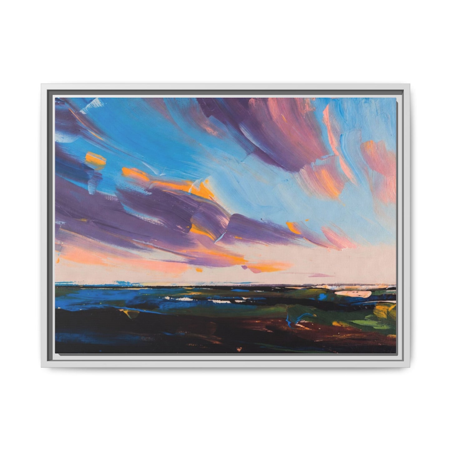 Framed Matte Canvas Abstract Seascape Sunset Art Print