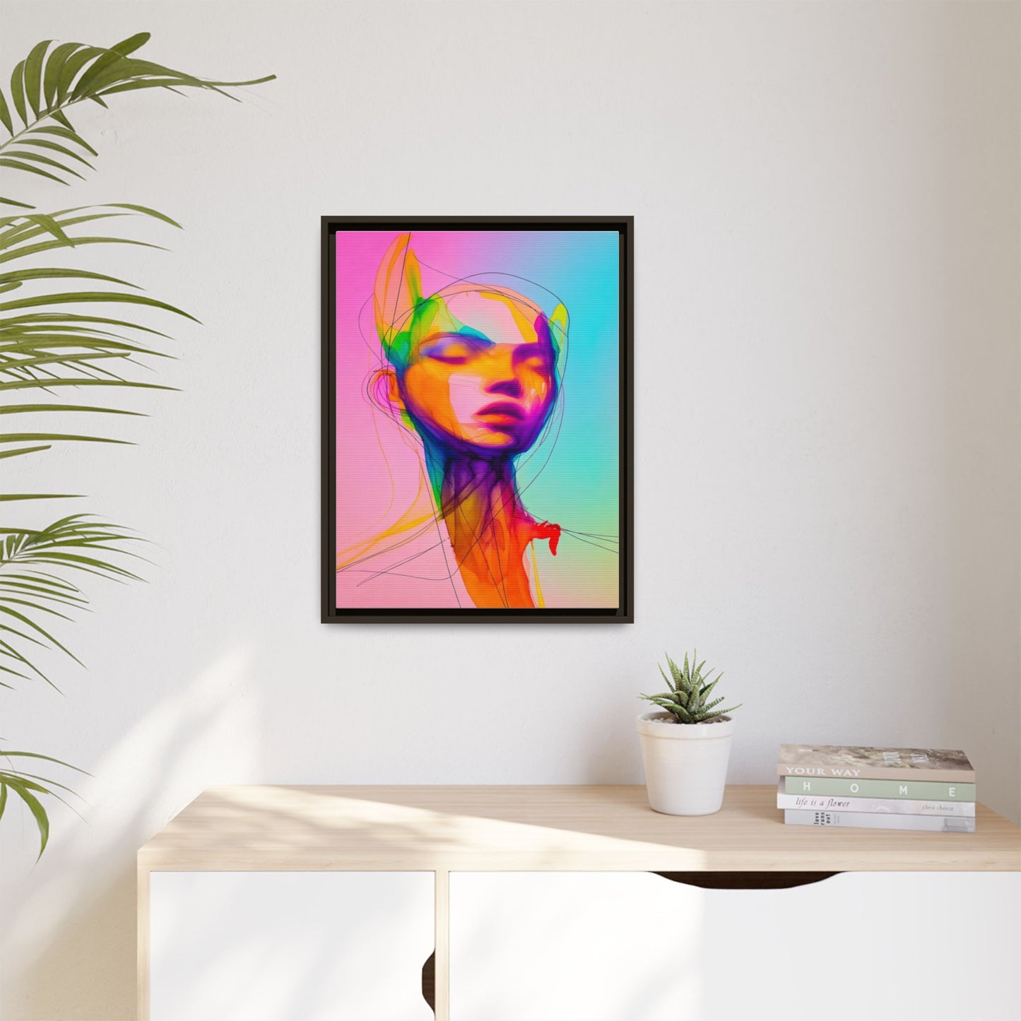 Framed Matte Canvas Art — Vibrant Abstract Portrait Wall Print