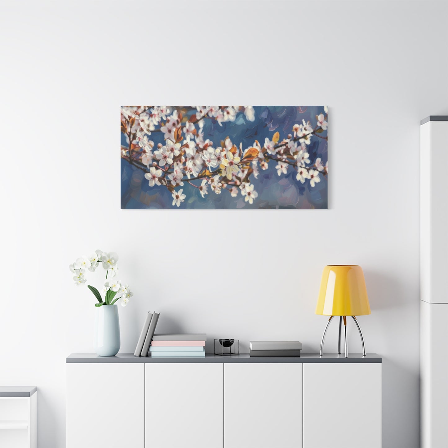 Cherry Blossom Branch Matte Canvas Wall Art — Spring Floral Print