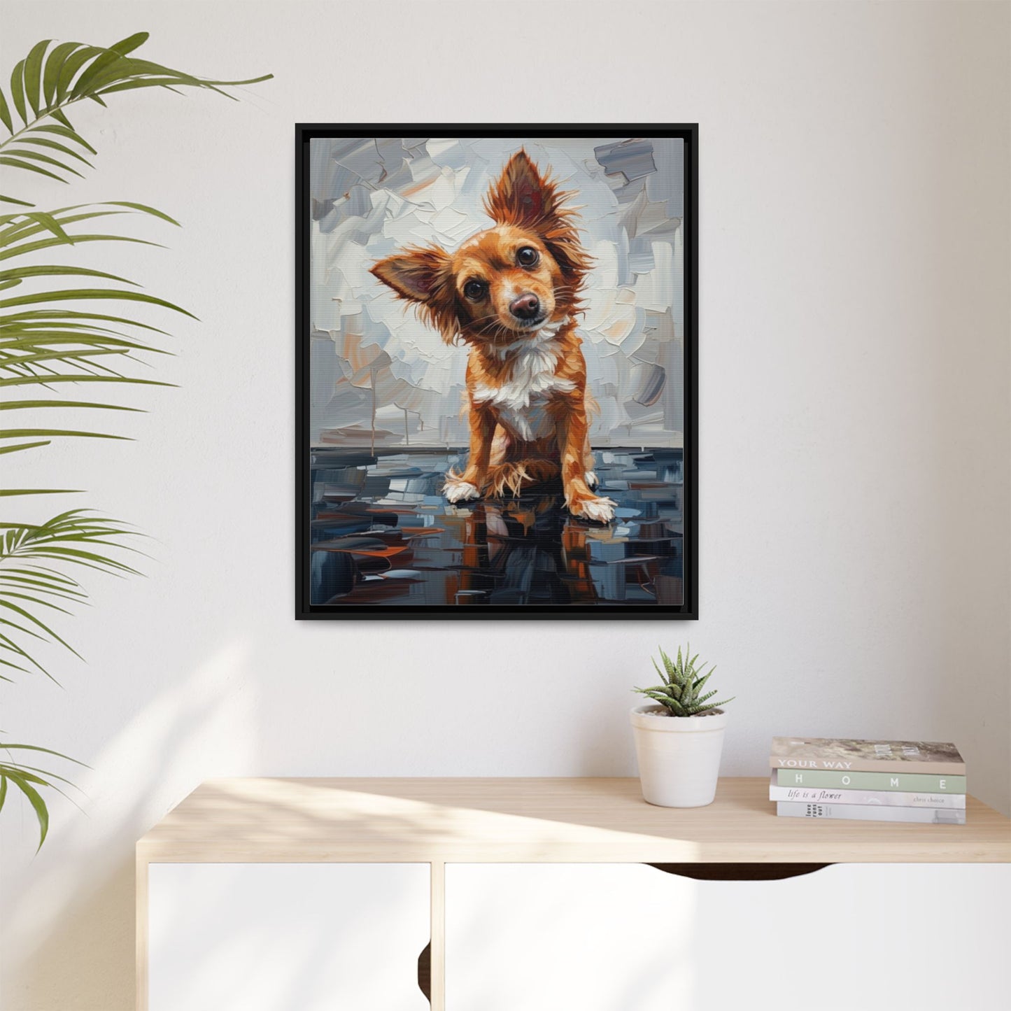 Framed Matte Canvas Print — Playful Brown Dog Portrait