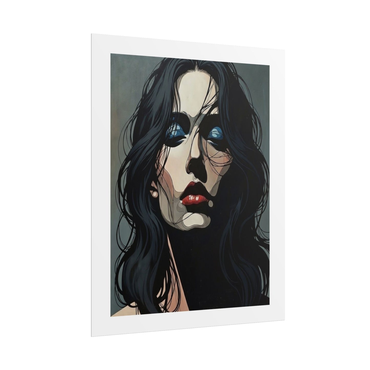 Rolled Poster — Moody Portrait Art Print (Dark Femme, Blue Eyeshadow)