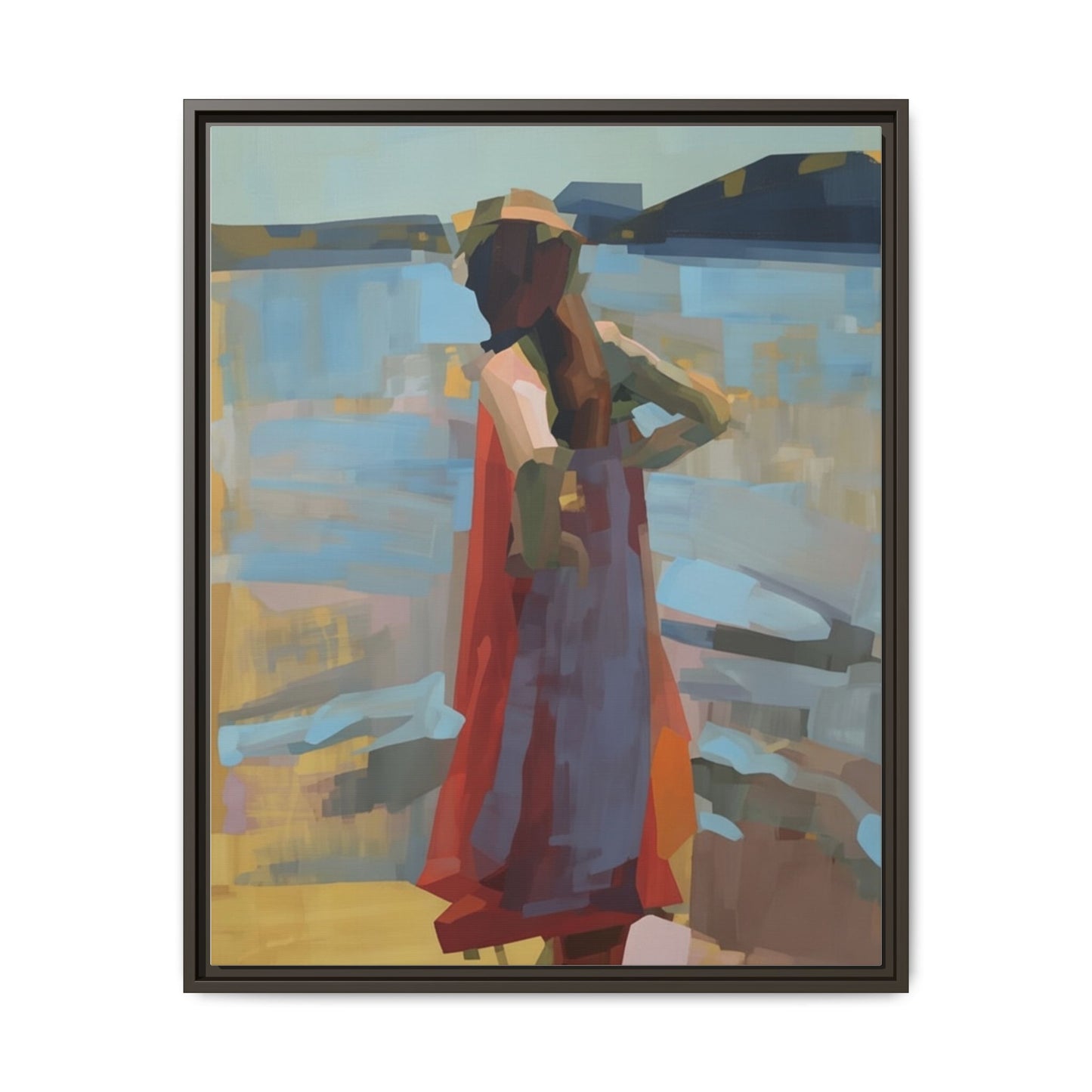 Framed Matte Canvas Print — Coastal Woman Abstract Art