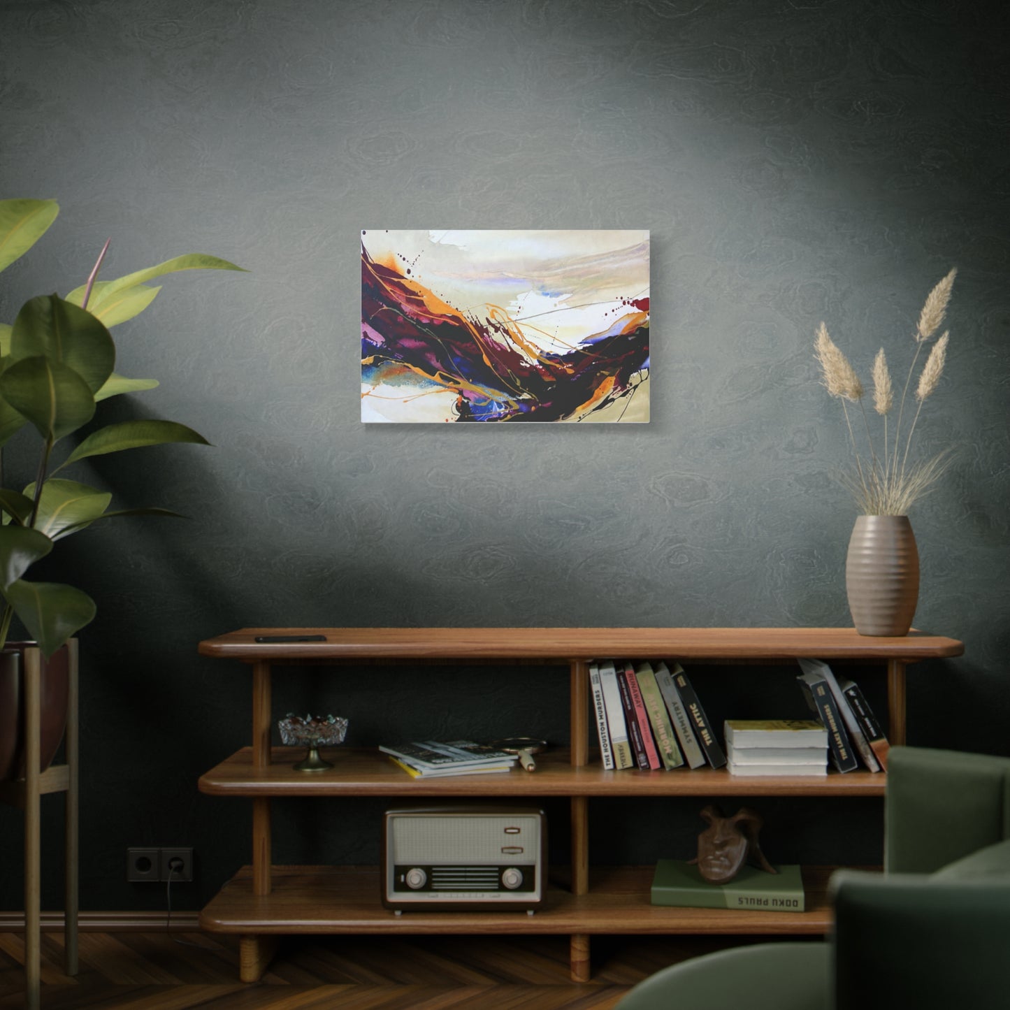 Abstract Color Flow Matte Stretched Canvas – Vibrant Modern Wall Art